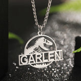 Dinosaur Name Necklace for Men Boys Steel Personalized Letter Necklace