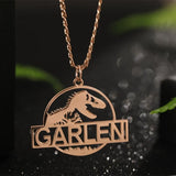 Dinosaur Name Necklace for Men Boys Steel Personalized Letter Necklace