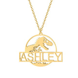 Dinosaur Name Necklace for Men Boys Steel Personalized Letter Necklace