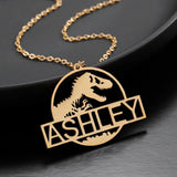 Dinosaur Name Necklace for Men Boys Steel Personalized Letter Necklace