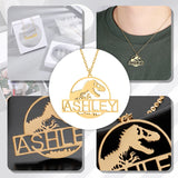 Men's Dinosaur Name Necklace in Stainless Steel