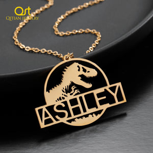 Men's Dinosaur Name Necklace in Stainless Steel