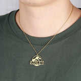 Men's Dinosaur Name Necklace in Stainless Steel