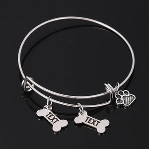 Personalised Dog Bone Bangles Bracelets Charm Bangle Friendship Jewelry