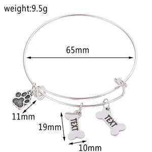 Personalised Dog Bone Bangles Bracelets Charm Bangle Friendship Jewelry