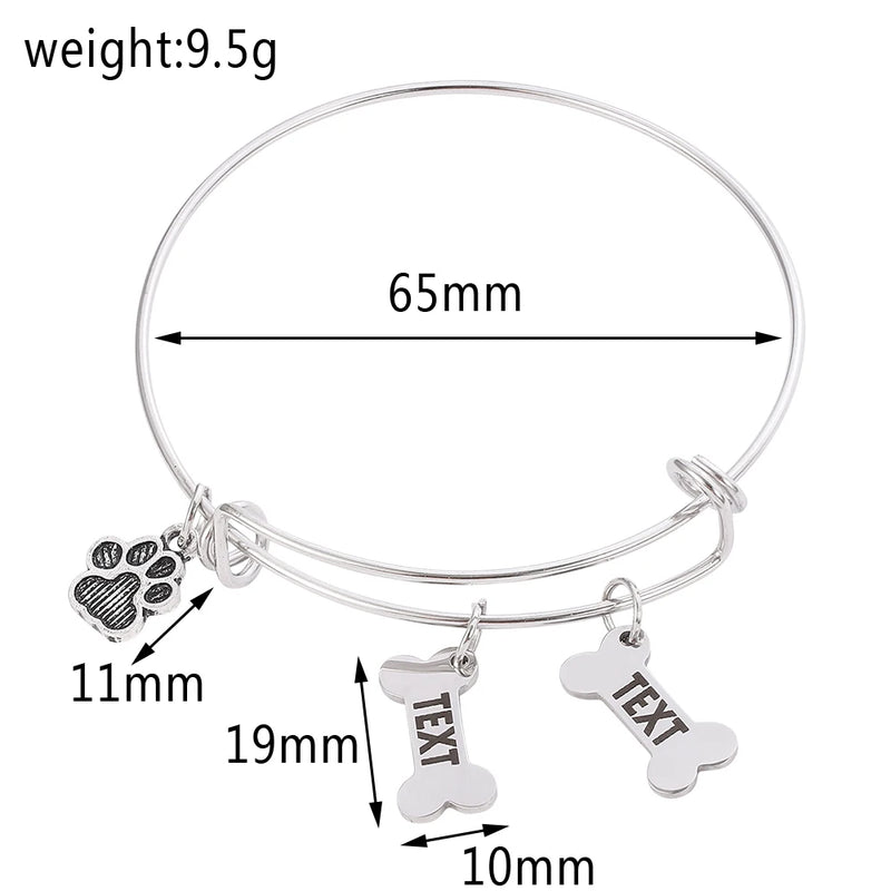 Personalised Dog Bone Bangles Bracelets Charm Bangle Friendship Jewelry
