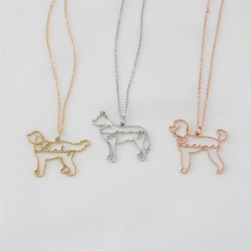 Dog Pet Name Necklace Personalized Name Animal Pendant Necklace