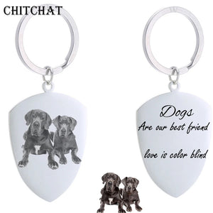 Personalized Dog Tag Keychain Engraved Photo Text Keepsake