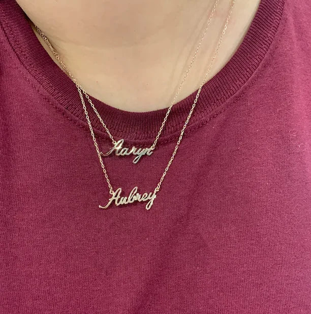 Double Chain Names Necklace Personalized Layer Name Necklace