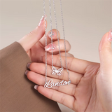 Double Chain Butterfly Name Necklace for Women Girls