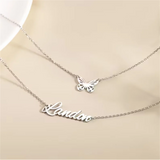 Double Chain Butterfly Name Necklace for Women Girls