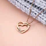 Personalized Stainless Steel Double Heart Necklace for Women
