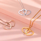 Personalized Stainless Steel Double Heart Necklace for Women
