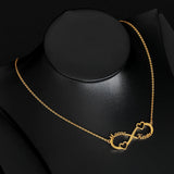 Double Heart Infinity Necklace 2 Names Women Stainless Steel Pendant