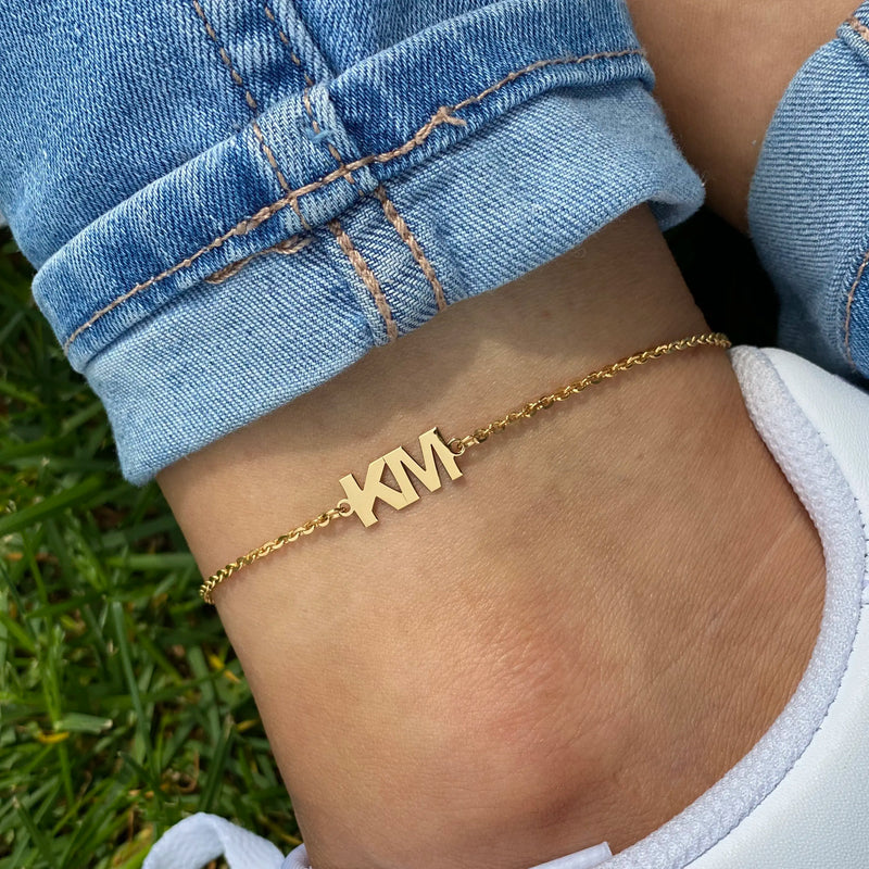 Personalized Initial Anklet, Custom Nameplate Anklet