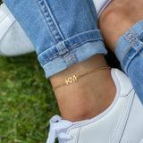 Personalized Initial Anklet, Custom Nameplate Anklet