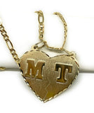 Double Initial Heart Pendant Necklace 2 Nameplate & Chain Options