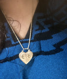 Double Initial Heart Pendant Necklace 2 Nameplate & Chain Options