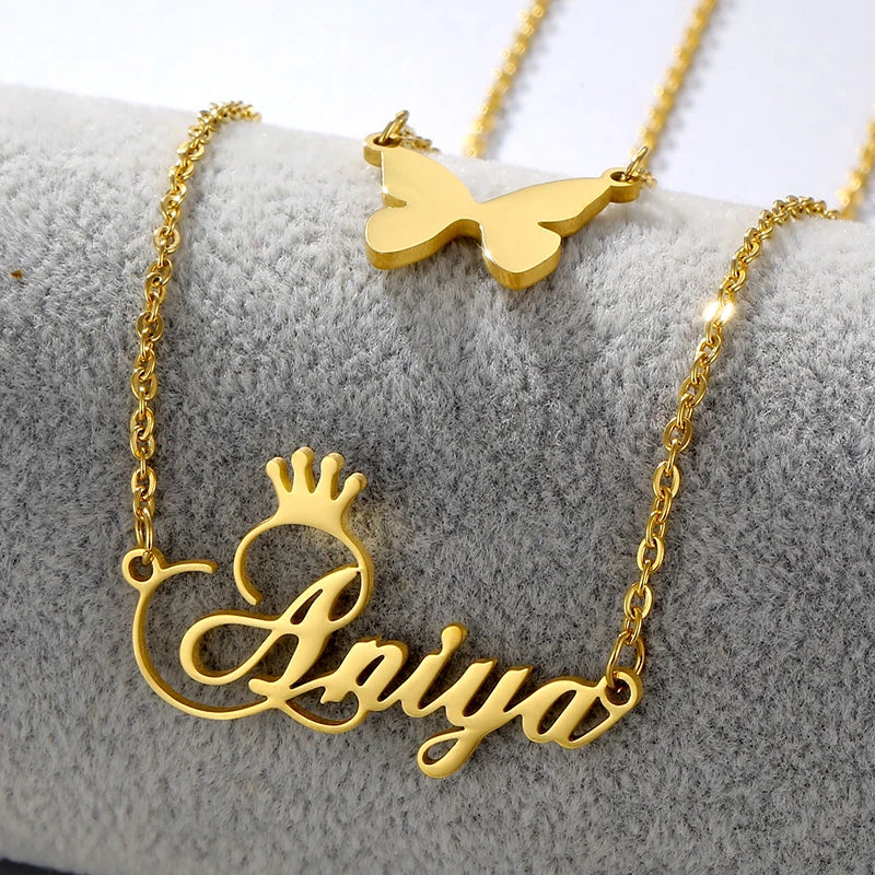 Personalized Double Layer Names Necklaces for Couples