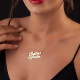Personalized Double Layer Two Name Necklace Stainless Steel Chain