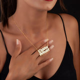 Personalized Double Layer Two Name Necklace Stainless Steel Chain