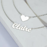 Double Layered Heart Name Necklaces For Women Personalized Nameplate Pendant Nec