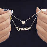 Double Layered Heart Name Necklaces For Women Personalized Nameplate Pendant Nec