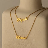 Personalized Two Name Necklace Double Layered Friendship Jewelry