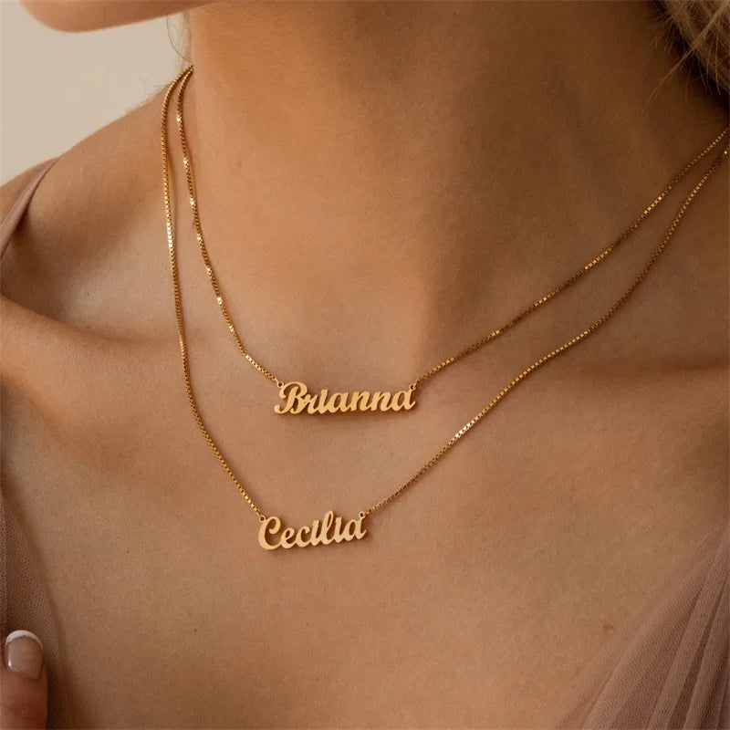 Personalized Two Name Necklace Double Layered Friendship Jewelry