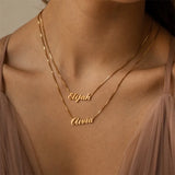 Personalized Two Name Necklace Double Layered Friendship Jewelry