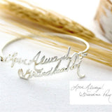 Personalized Double Name Bangle Stainless Steel Signature Bracelet