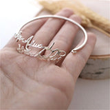 Personalized Double Name Bangle Stainless Steel Signature Bracelet