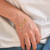 Double Layered Name Bracelet Stainless Steel Hand Chain for Women