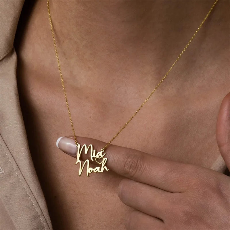 Personalized Double Name Couple Necklace Stainless Steel Jewelry