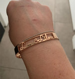 Double Name Heart Bangles Stainless Steel Personalized Women Bangles