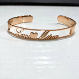 Double Name Heart Bangles Stainless Steel Personalized Women Bangles
