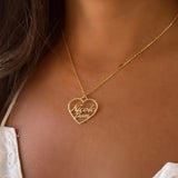 Double Name Heart Necklace, Personalized Two Names, Customize Heart