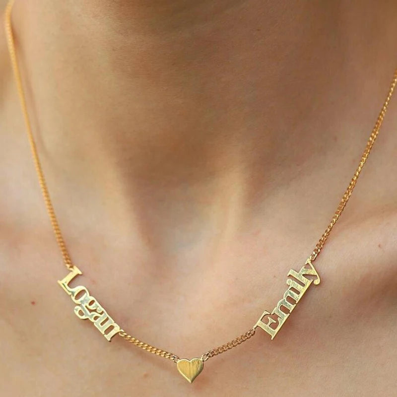 Double Name Necklace Clavicle Chain Couples Personalized Name Necklace
