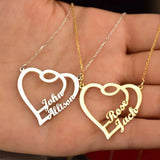 Personalized Double Name Necklace Heart Stainless Steel Choker