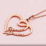 Personalized Double Name Necklace Heart Stainless Steel Choker
