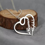 Personalized Double Name Necklace Heart Stainless Steel Choker