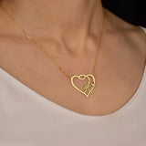 Personalized Double Name Necklace Heart Stainless Steel Choker