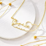 Double Name Necklace With Heart Diamond Nameplate For Women