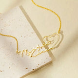Double Name Necklace With Heart Diamond Nameplate For Women