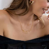 Double Name Necklace With Heart Diamond Nameplate For Women