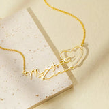 Double Name Necklace With Heart Stainless Steel Personalized Pendant