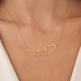 Double Name Necklace With Heart Stainless Steel Personalized Pendant