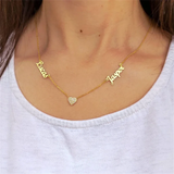 Heart Diamond Double Name Necklace Personalized Wedding Jewelry Gift
