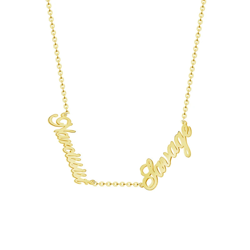 Double Name Necklaces For Women Personalized Chian Choker Necklace BFF