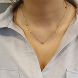 Double Name Necklace Stainless Steel Personalized Letter Pendant